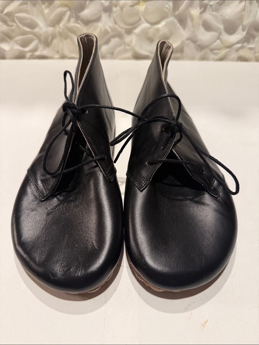 Black Lace-Up Women's Derby Leather Shoes